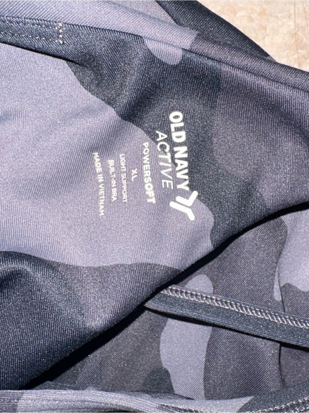 Old Navy Active Charcoal and Black Camo Top - Picture 3 of 5
